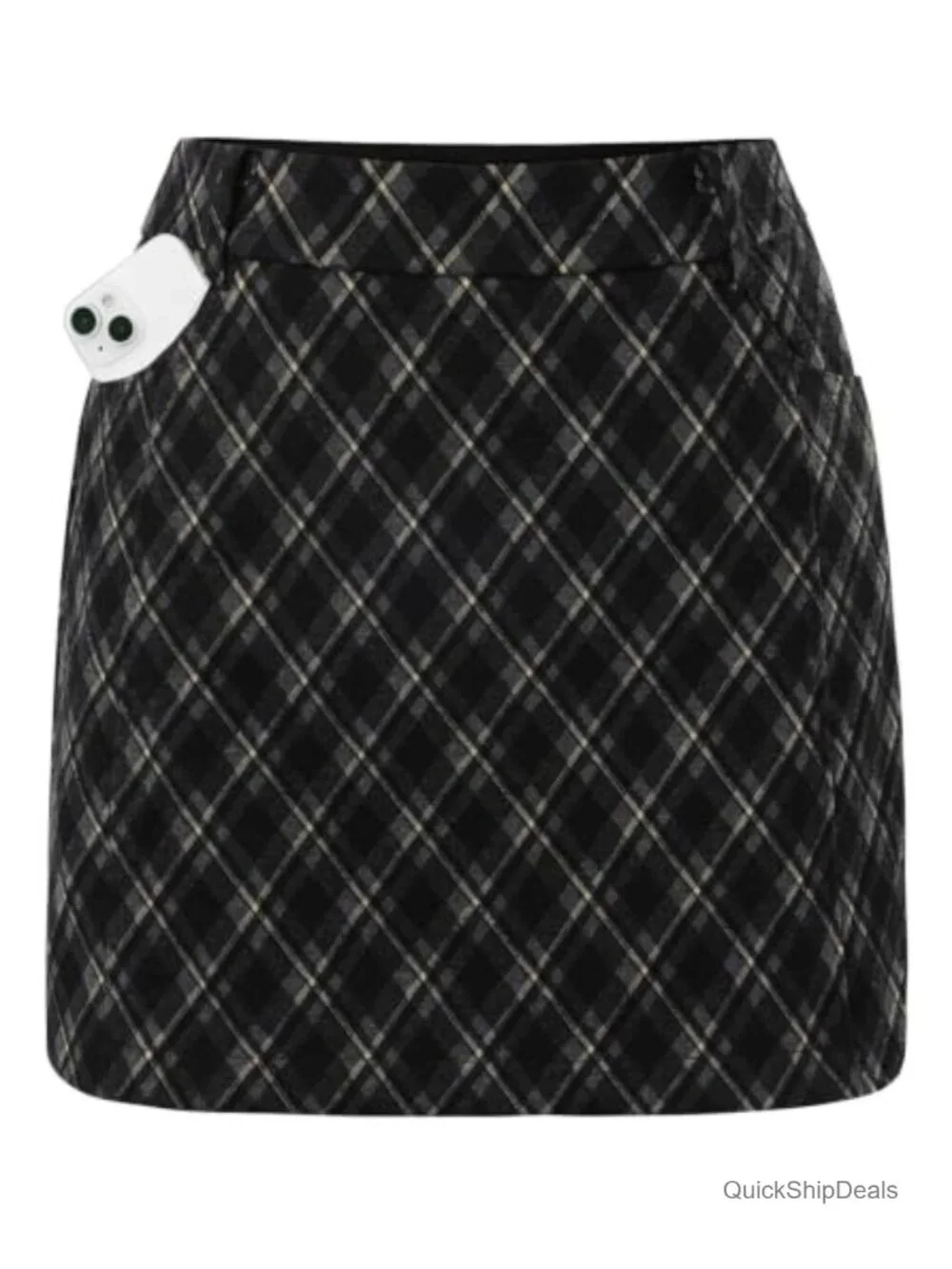 Women Plaid Mini Skirt with Shorts High Waist Pencil Skort Pockets